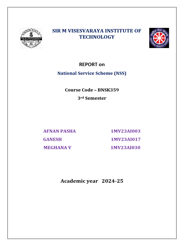 NSS Activities Report for 3rd Semester | PDF