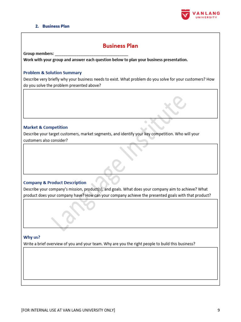 Business Plan Template for Teams | PDF