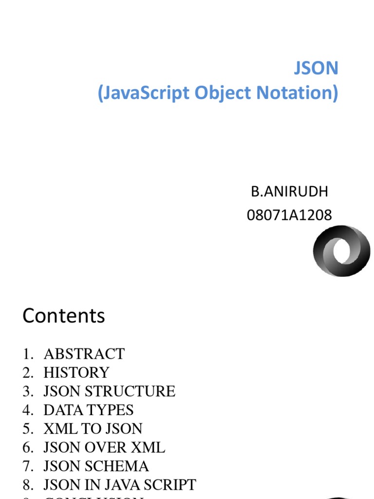 Json (Javascript Object Notation) : B.Anirudh 08071A1208 | PDF | Json ...