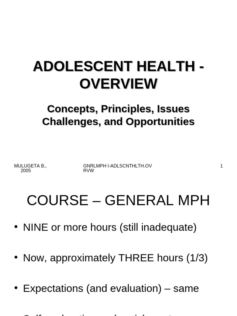 Adlscnthlth Ovrvw GMPH 01 | PDF | Adolescence | Human Sexuality