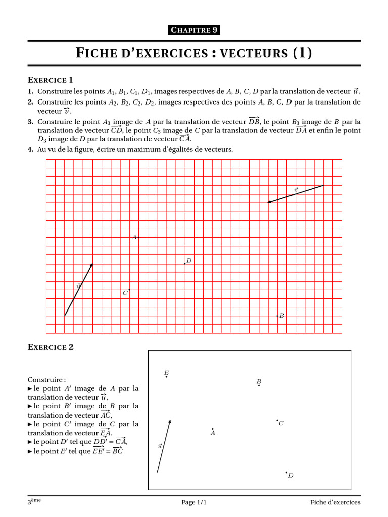 Exercices sur les Vecteurs en Géométrie | PDF