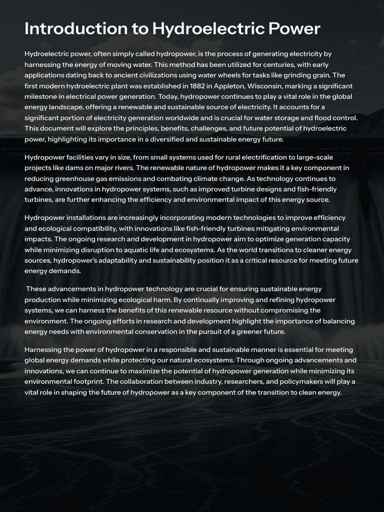 Hydroelectric Power: Principles and Future | PDF | Hydroelectricity ...