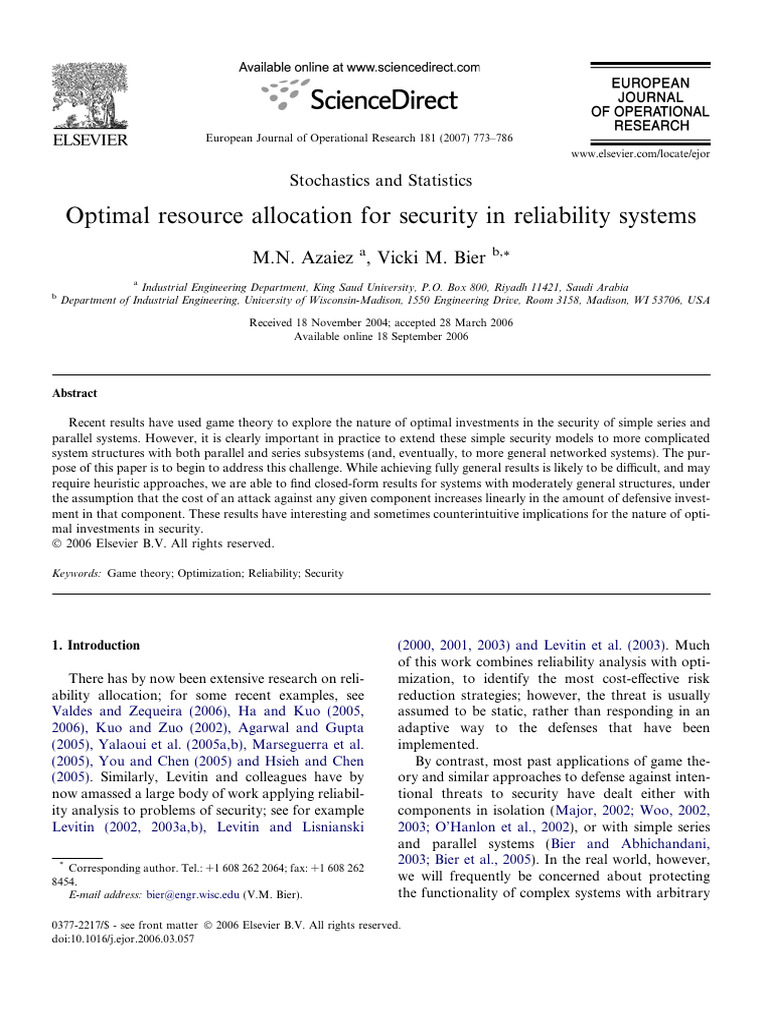 Azaiez 2007 | PDF | Reliability Engineering | Mathematical Optimization