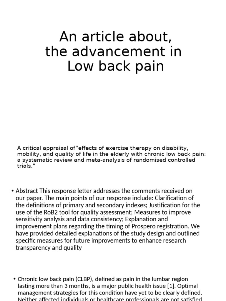 Low Back Pain Article | PDF | Low Back Pain | Physical Therapy