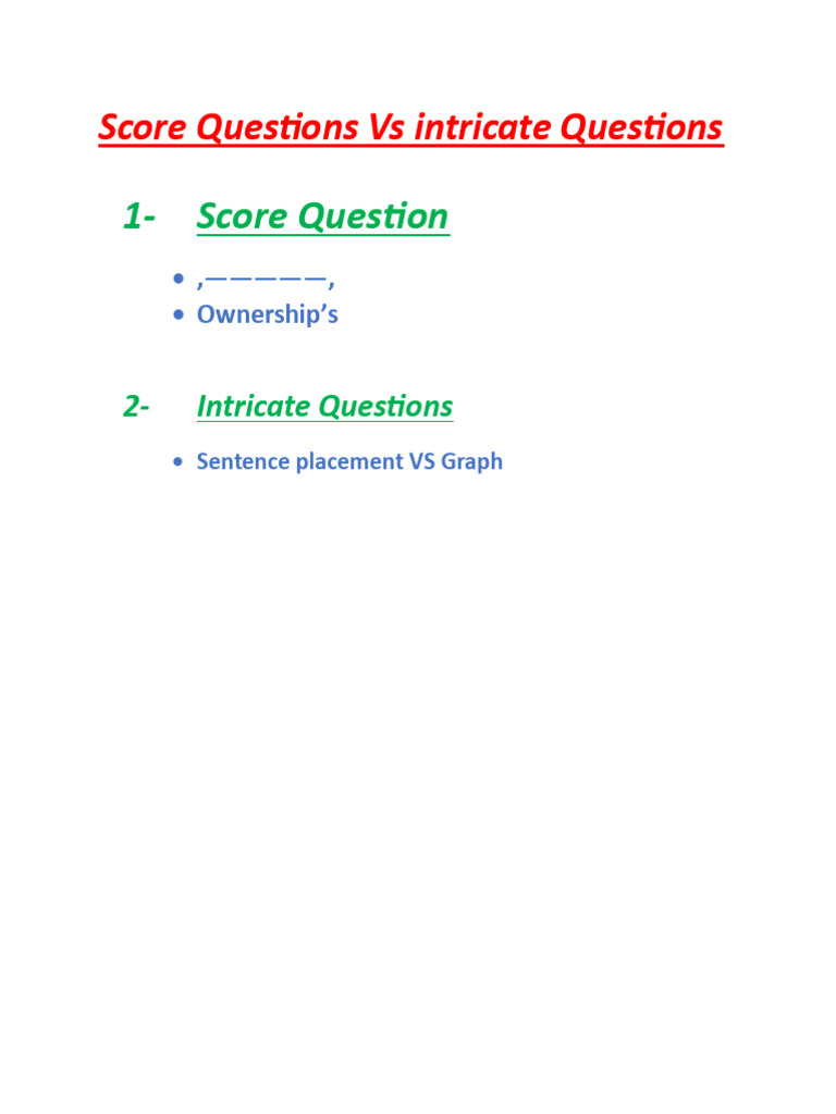 Score Questions Vs Intricate Questions | PDF