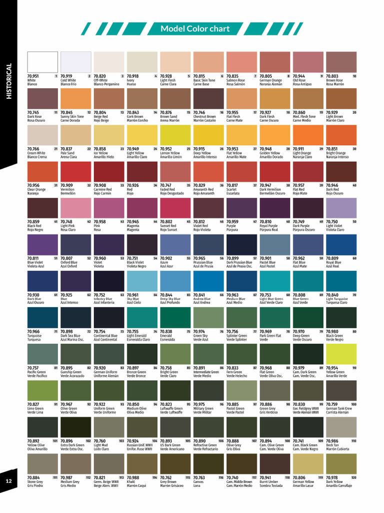 Carta Colores Pintura Vallejo | PDF