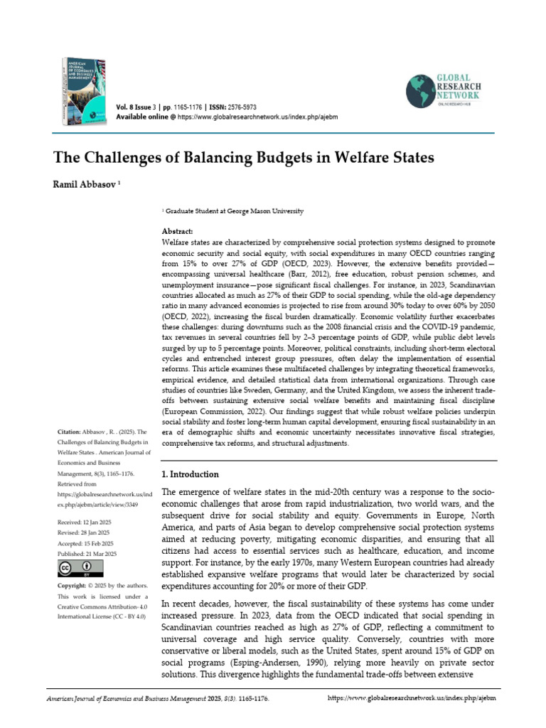 The Challenges of Balancing Budgets in Welfare States | PDF ...