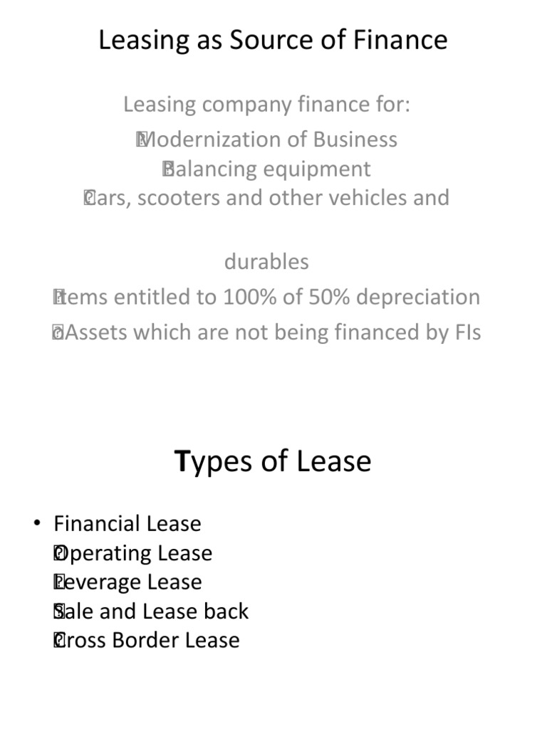 Leasing As Source of Finance | PDF | Lease | Money