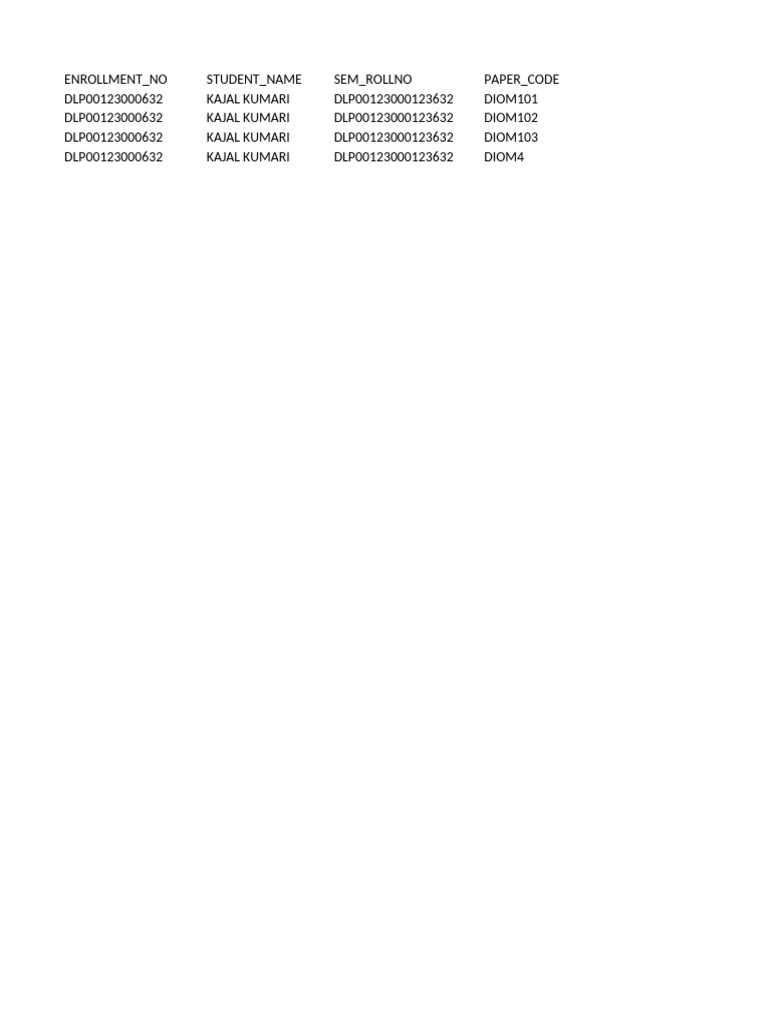 Student Enrollment and Marks Data | PDF