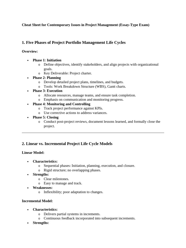 Project Management Cheat Sheet Guide | PDF | Project Management | Agile ...