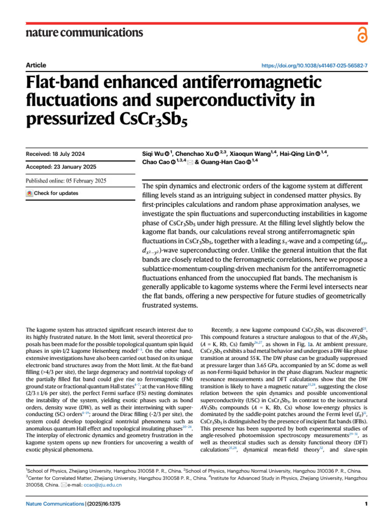 Antiferromagnetic Fluctuations in CsCr3Sb5 | PDF | Electronic Band ...