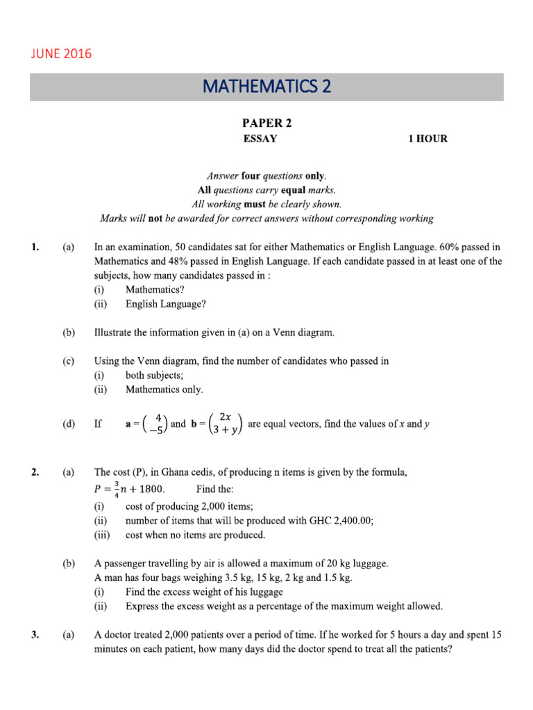 2ND Mock Math Essay | PDF