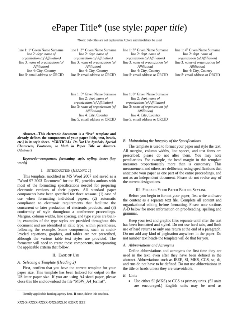 ePaper Formatting Template Guide | PDF | Note (Typography) | Bracket