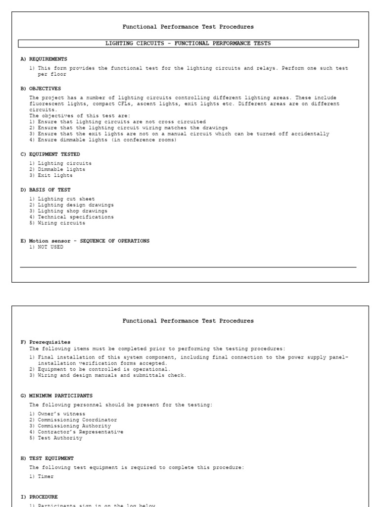 Lighting Circuits Performance Testing Guide | PDF | Lighting | Equipment