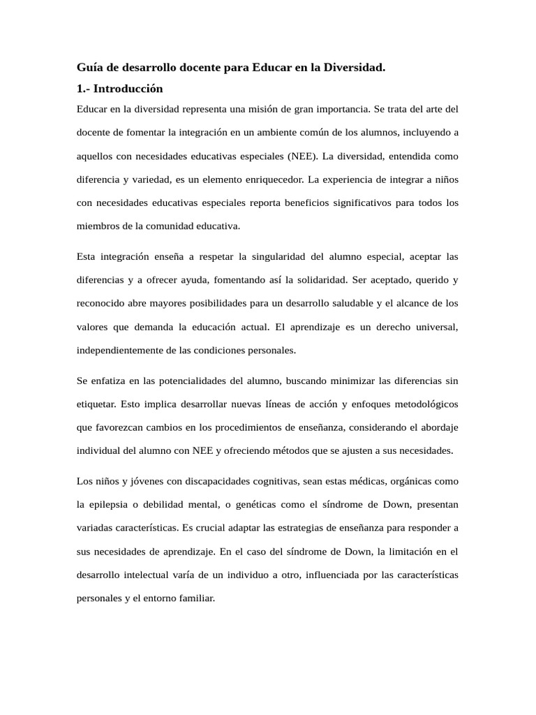 Guía para Educar en la Diversidad Educativa | PDF | Autismo | Enseñando