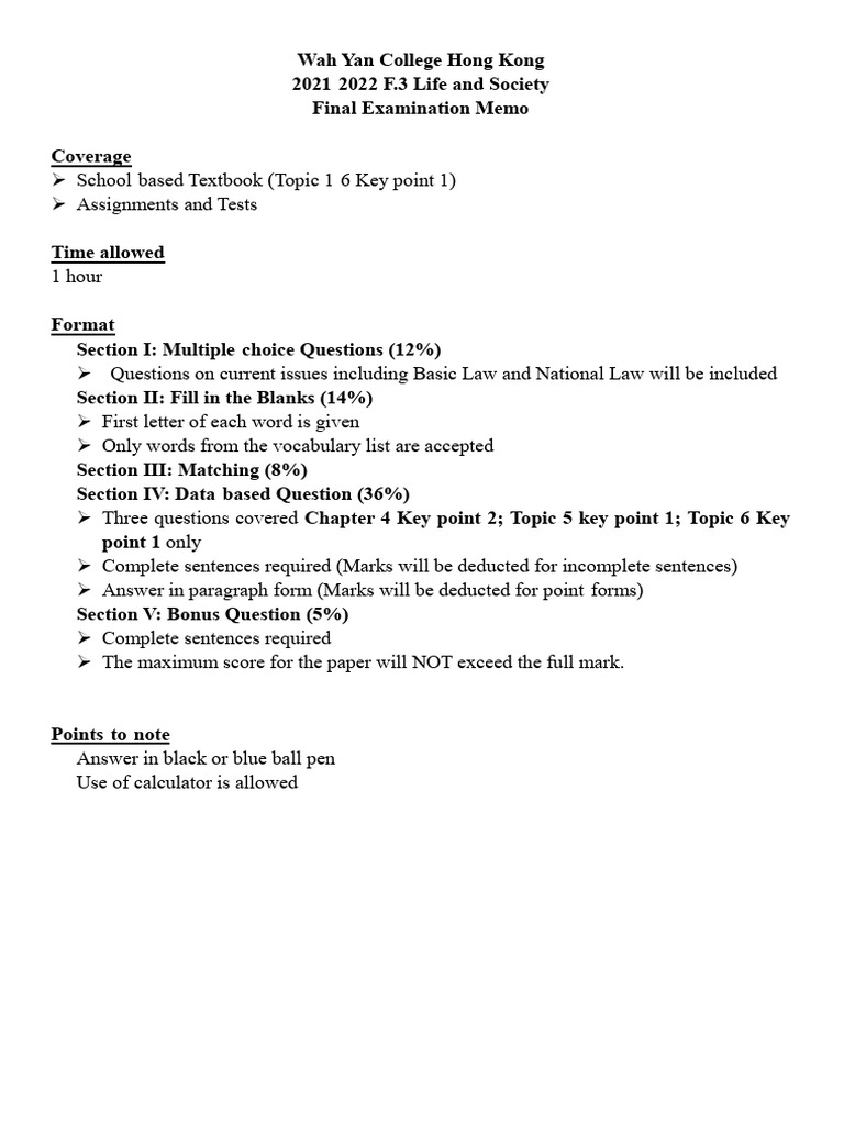National Key Point Exam Overview | PDF