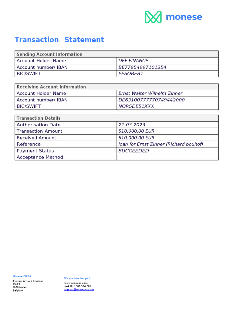Transaction Statement for Loan Payment | PDF