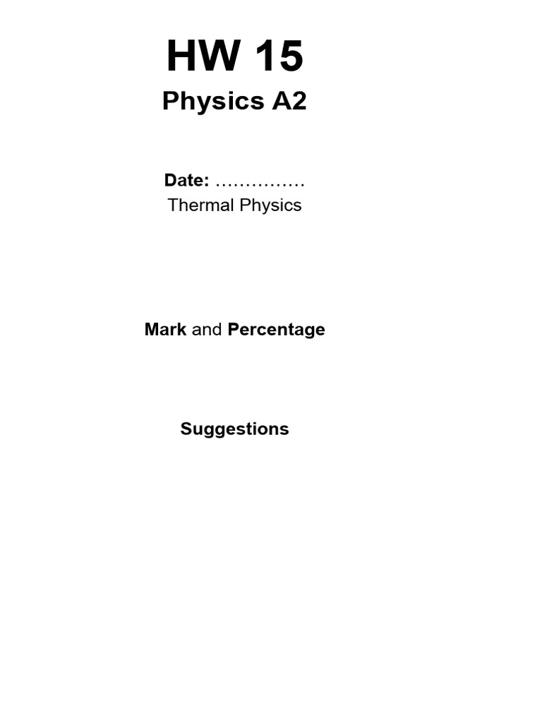 HW 15. Thermal Physics | PDF | Quantity | Physical Chemistry