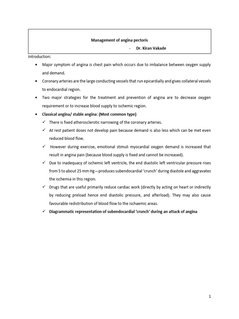Management of Angina Pectoris PDF 23 | PDF | Coronary Circulation ...