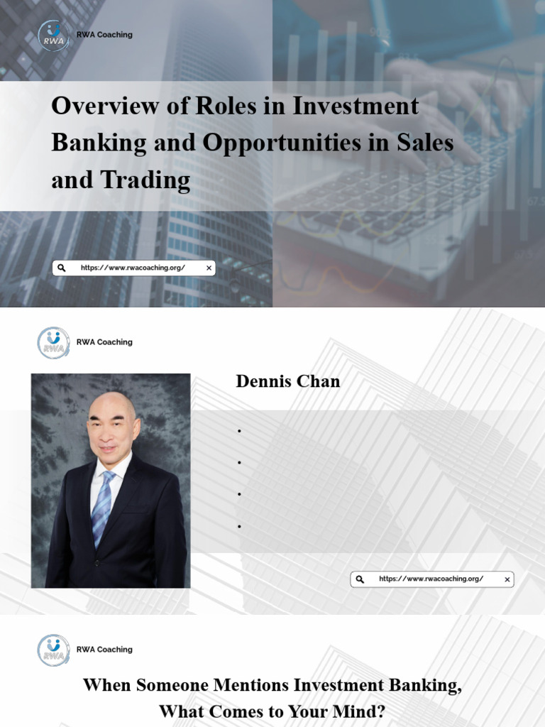 Overview of Roles in Investment Banking and Opportunities in Sales and ...