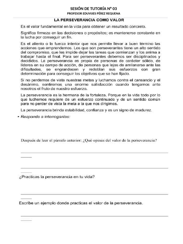Identidad y Valor de la Perseverancia | PDF