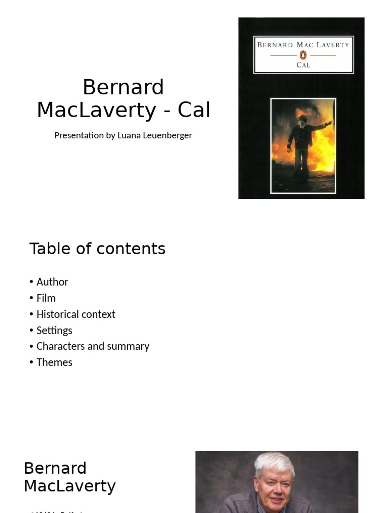 Understanding "Cal" by Bernard MacLaverty | PDF | The Troubles | Irish ...