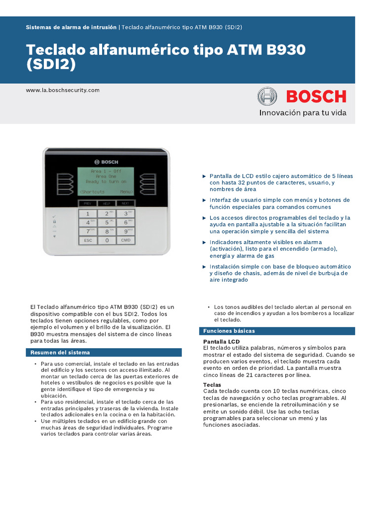 Teclado alfanumérico tipo ATM B930 (SDI2) | PDF