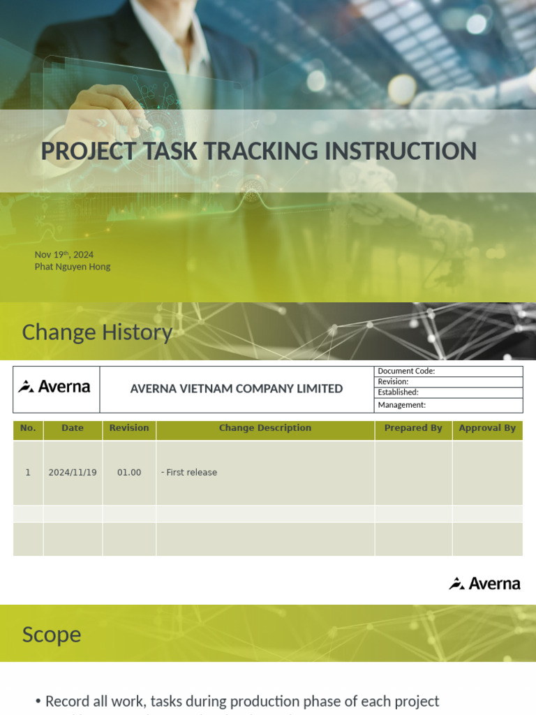 Project Task Tracking Instruction - Rev 01.00 | PDF