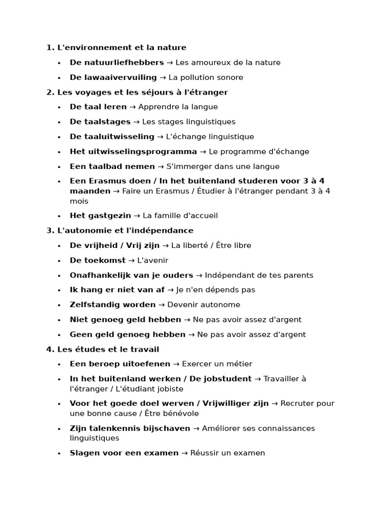 Liste Vocabulaire Ndls | PDF