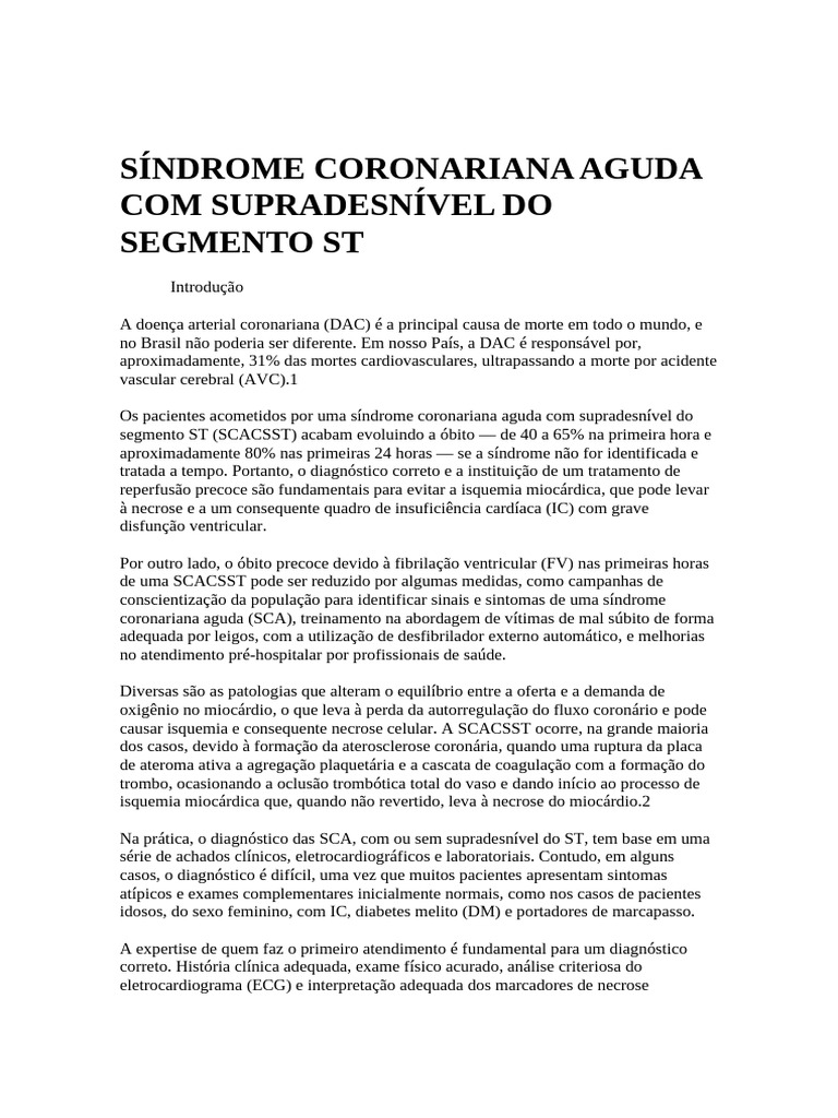 Síndrome Coronária Aguda: Diagnóstico e Tratamento | PDF | Infarto do ...