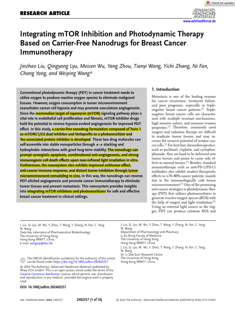 mTOR Inhibition & PDT for Breast Cancer | PDF | Cancer | Angiogenesis