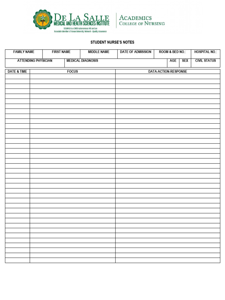 FDAR Nursing Documentation Template | PDF