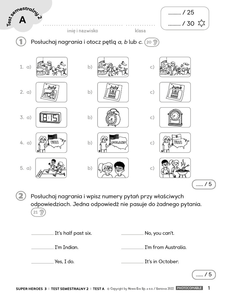 Test Kl3 Semestralny 2 A | PDF
