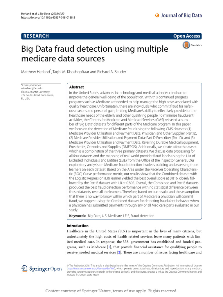 Big Data Fraud | PDF | Medicare (United States) | Fee For Service