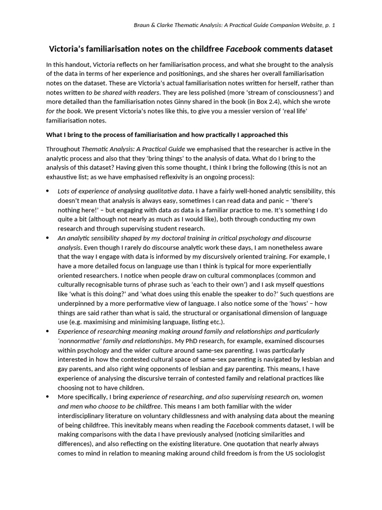 Familiarisation Notes on Childfree Dataset | PDF | Behavioural Sciences ...