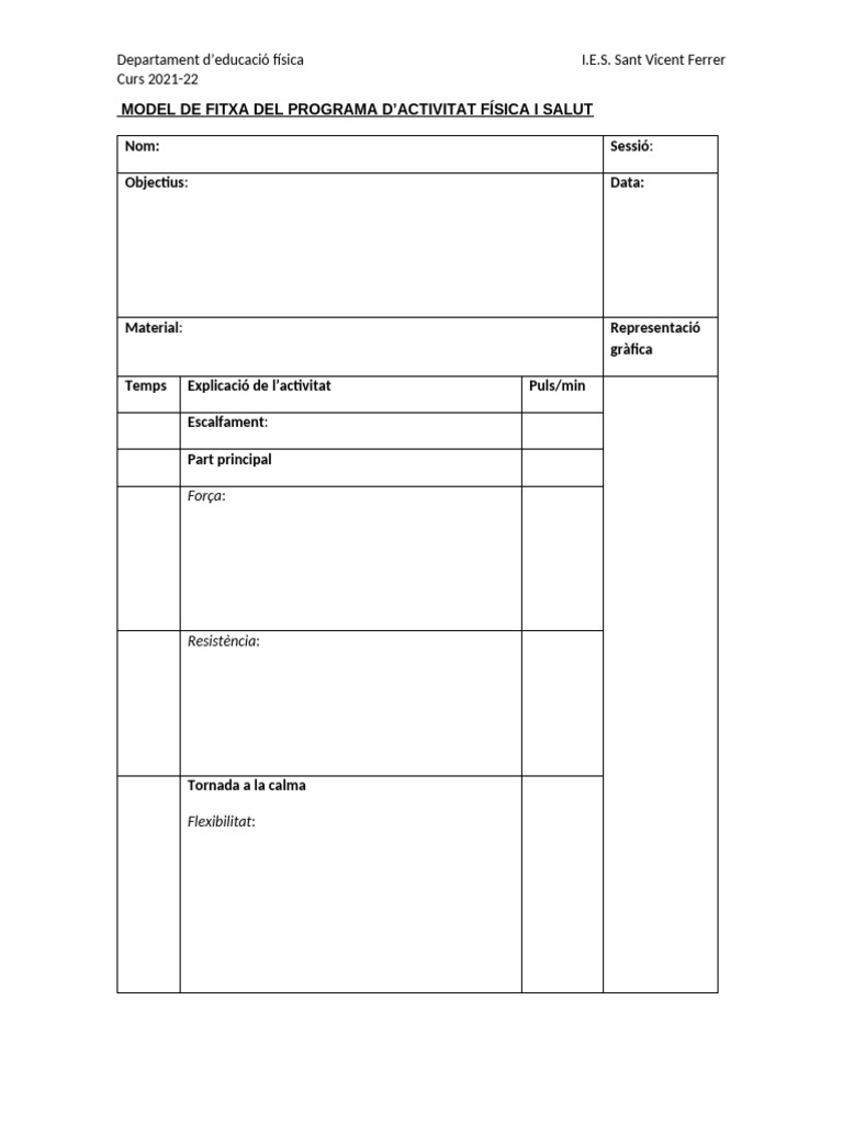 Model de Fitxa Del Programa 2 | PDF