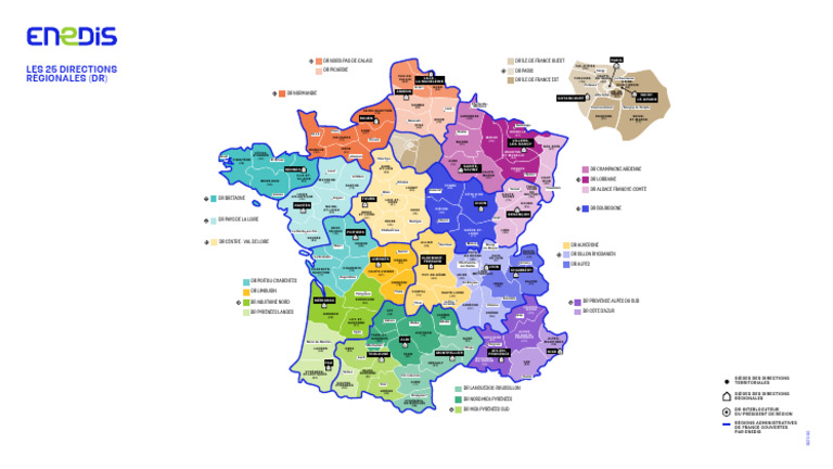 Carte des Directions Régionales Enedis 