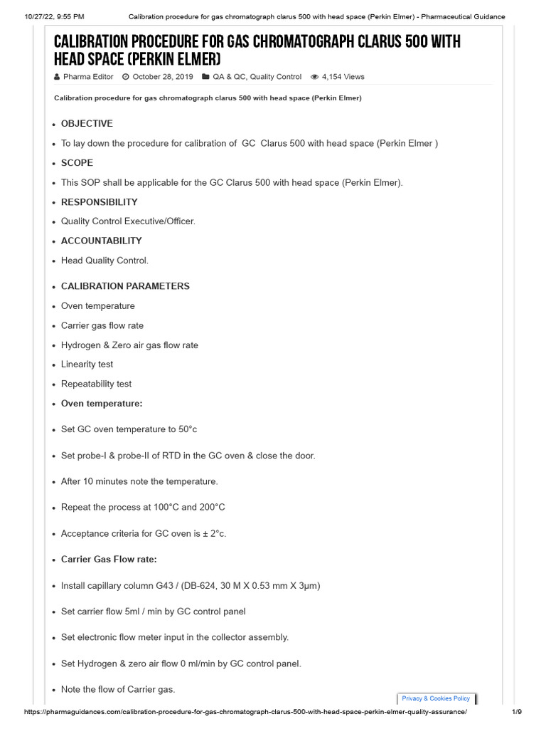 Clarus 500 GC Calibration Procedure | PDF | Gas Chromatography | Ethanol
