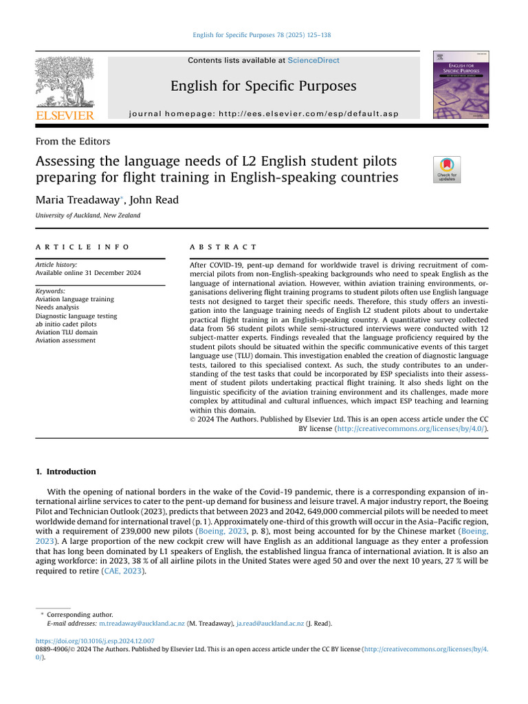 Assessing The Language Needs of L2 English Student Pilots | PDF ...