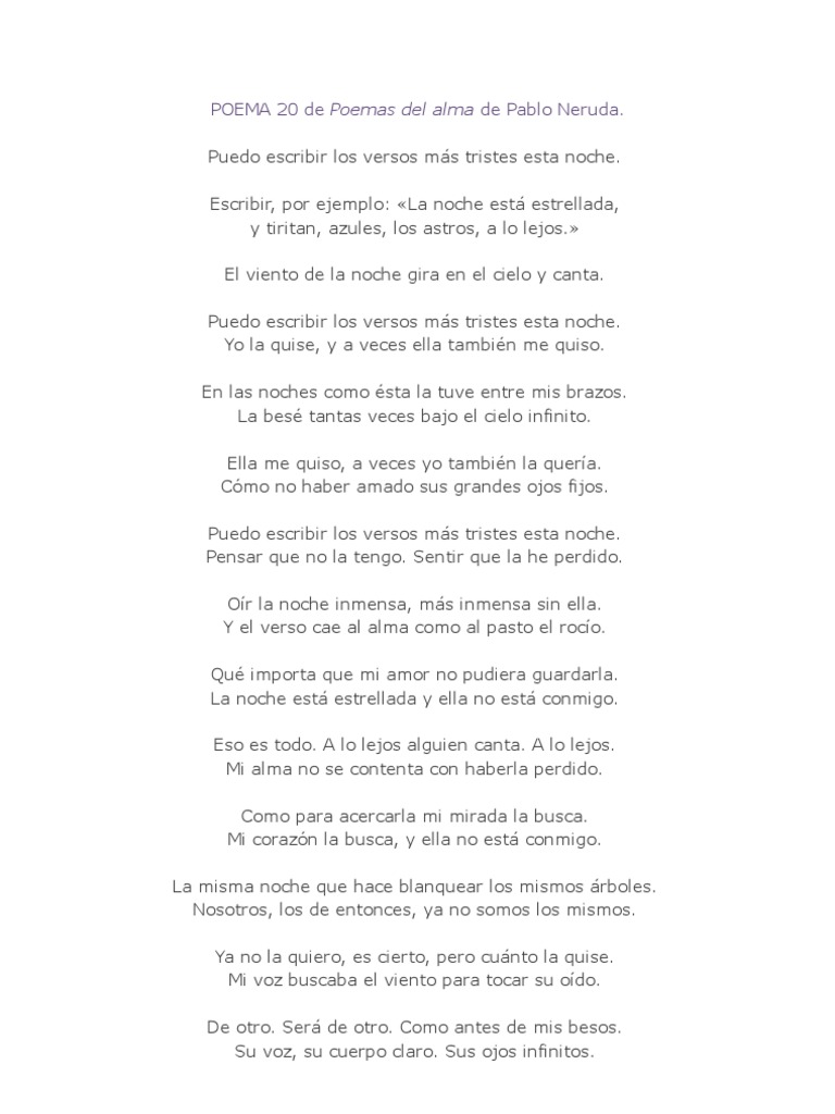 POEMA 20 von Pablo Neruda
