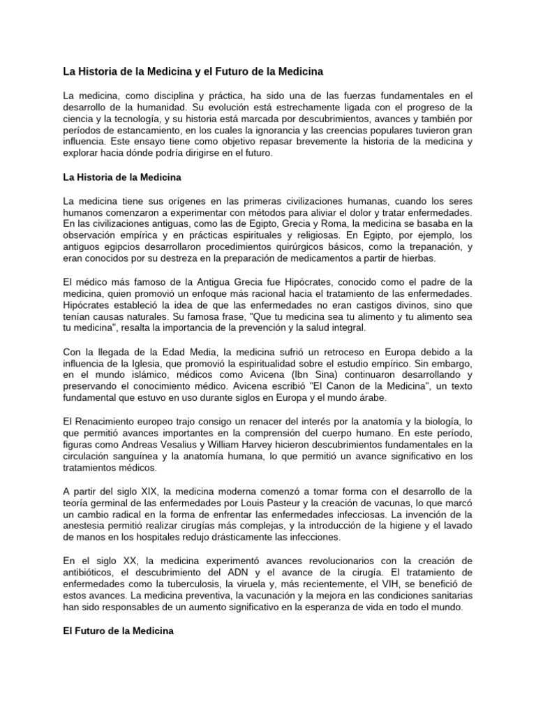 Historia y Futuro de la Medicina | PDF | Medicina | Inteligencia artificial