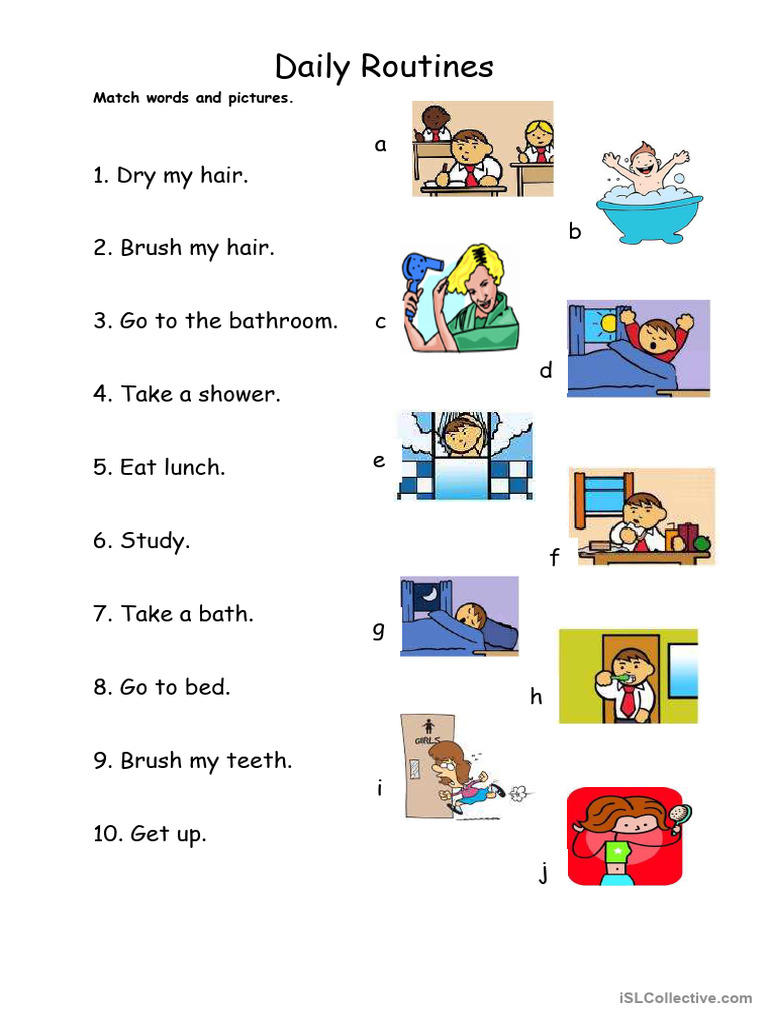 Daily Routine Memory Game Worksheet | PDF