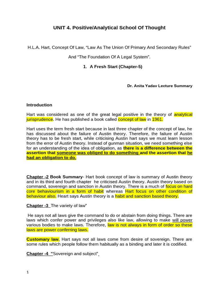 Hart's Theory of Law Explained | PDF | Applied Philosophy | Social ...
