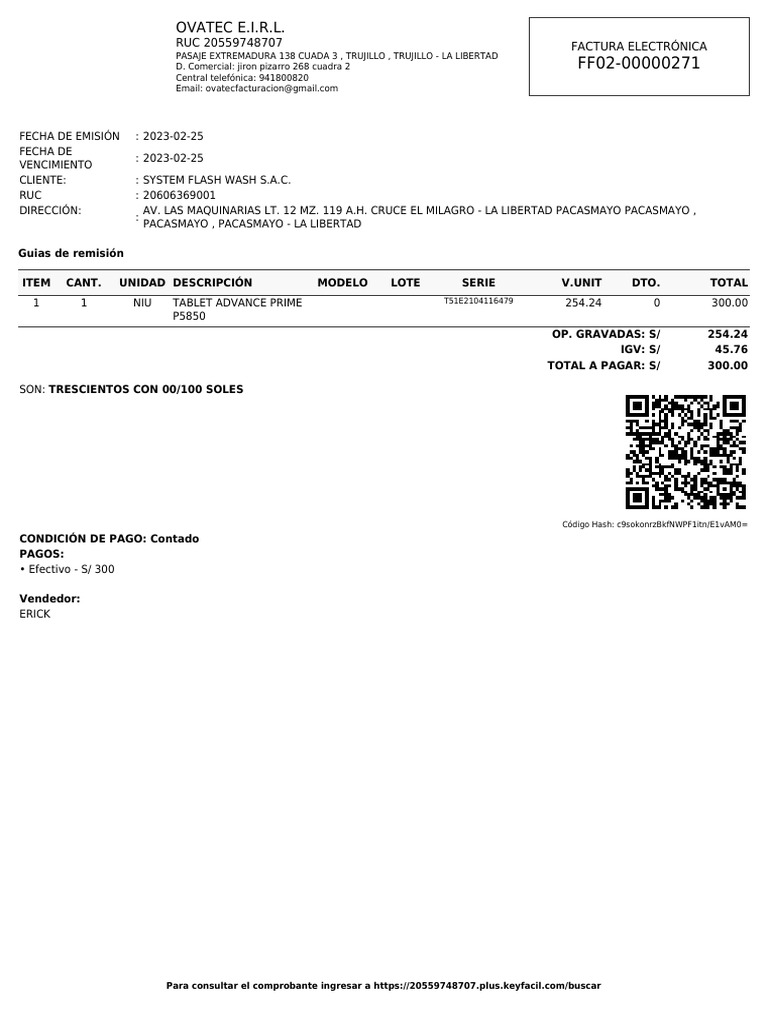 RUC 20559748707 Factura Electrónica: Guias de Remisión Item Cant ...