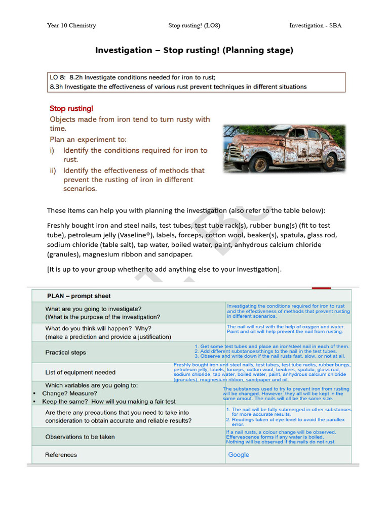 Investigating Rust Prevention Methods | PDF | Rust | Water