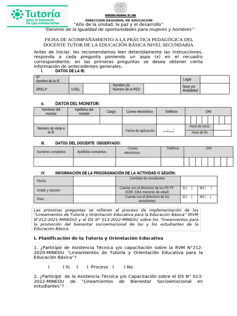 Ficha Docente Toe - 2023 Act. | PDF | Maestros | Salón de clases