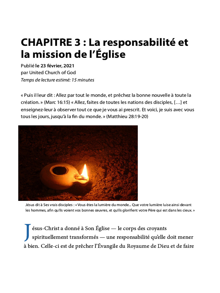Mission de l'Église : Prêcher l'Évangile | PDF | Disciple ...