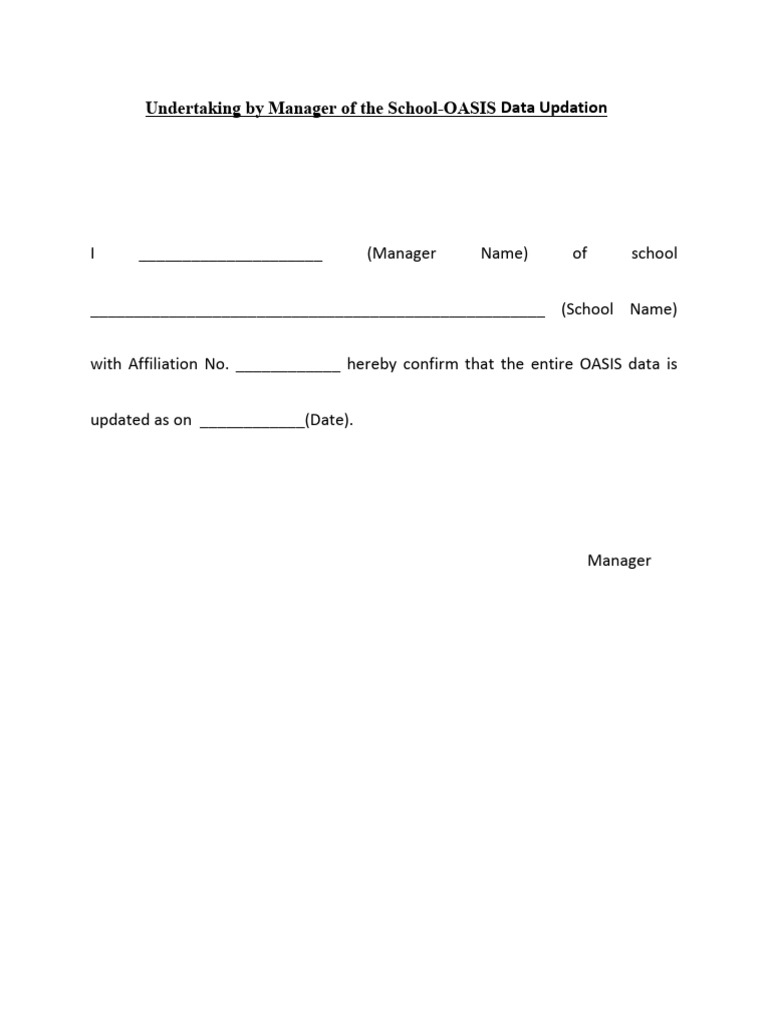 OASIS Data Update Confirmation Form | PDF