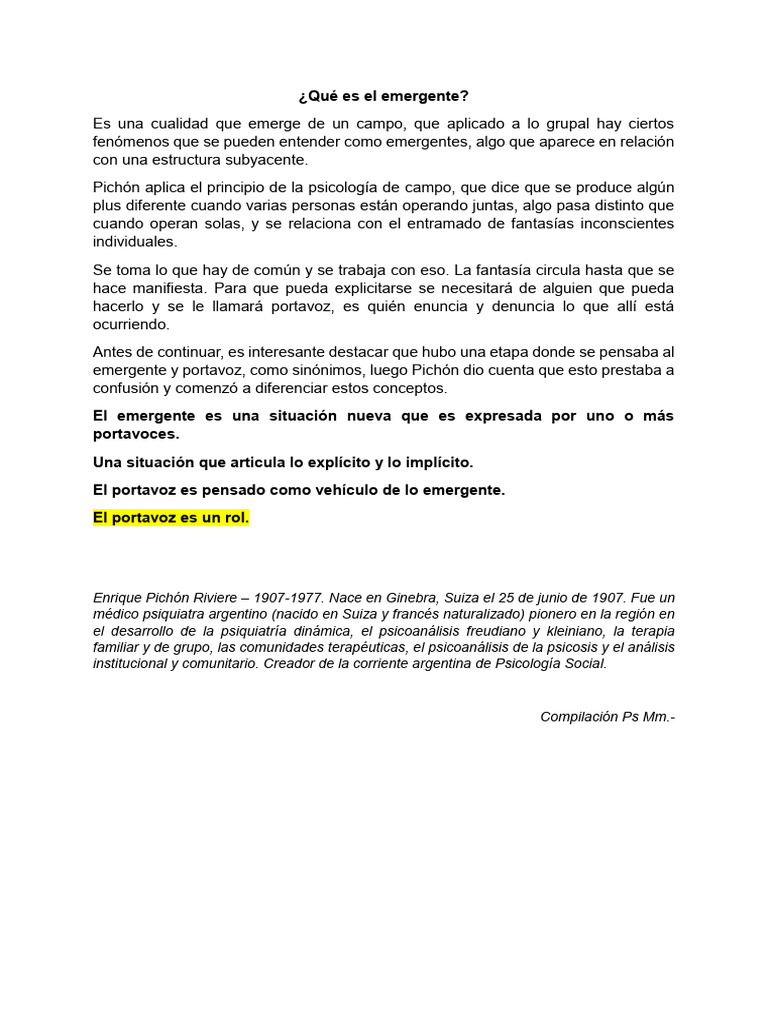 Definición de emergente en psicología | PDF