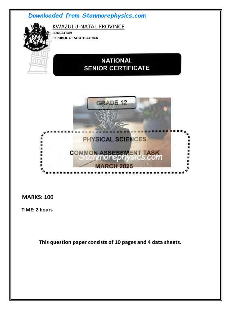 KZN Physical Sciences Grade 12 March 2025 QP and Memo | PDF